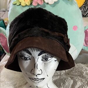 Elegant Women's Black and Brown Faux Fur Hat